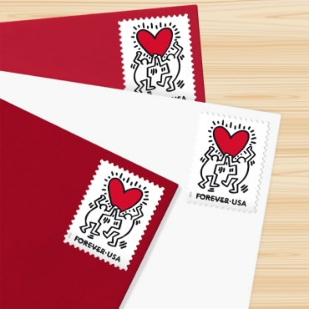 100 Love Keith Haring 2025 Forever Postage Stamps USPS Wedding Party‎ Invitation